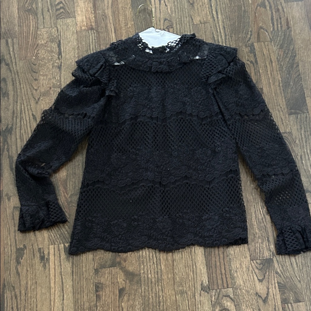 BCBGMaxAzria Black Lace Blouse